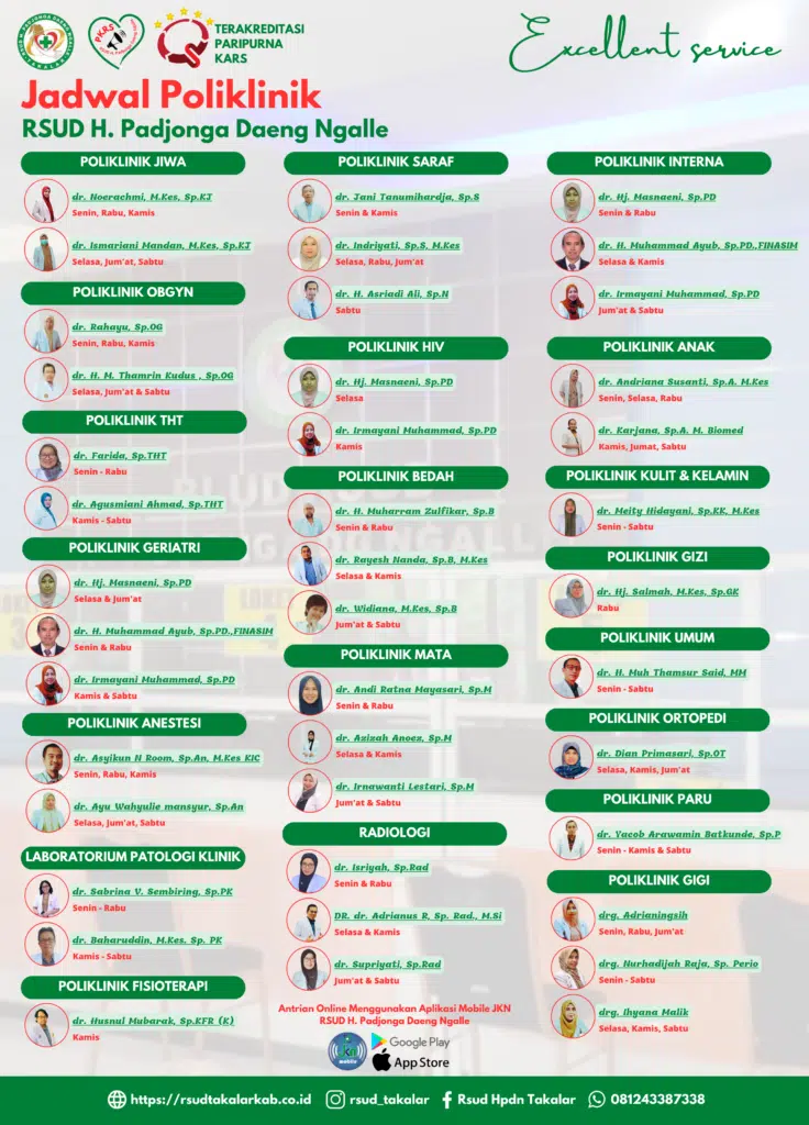 JADWAL DOKTER POLIKLINIK RSUD H. PADJONGA DAENG NGALLE TAKALAR 2 LENGKAPPP 9