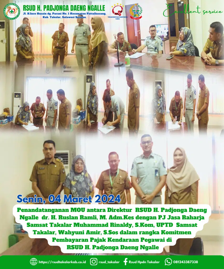 PENANDATANGANAN MOU RSUD H. PADJONGA DAENG NGALLE TAKALAR DENGAN SAMSAT TAKALAR 3 PENANDATANGANNAN MOU SAMSAT TAKALAR 04 MARET 2024