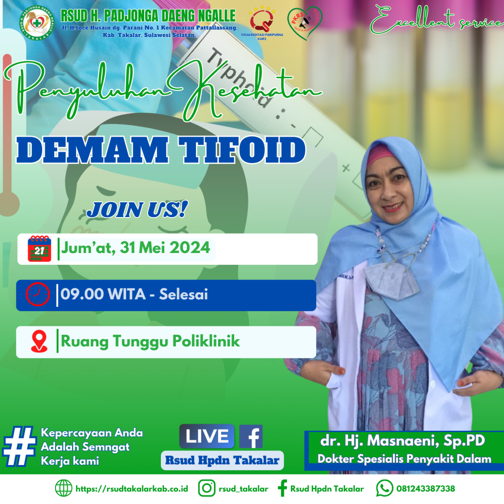 DEMAM TIFOID 1 dr. Hj. Masnaeni Sp.PD Dokter Spesialis Penyakit Dalam